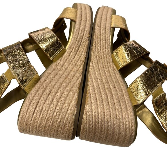 Franco Sarto Palms Espadrille Wedge Sandals Womens 8.5‎ M Gold Buckle Gladiator - Picture 16 of 16